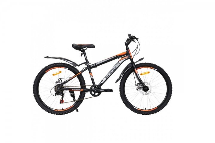 Велосипед 24 AVENGER C240D, черный / оранжевый неон