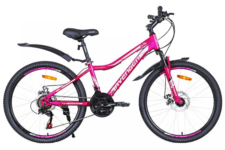 Велосипед 24" AVENGER C243DW, розовый неон/ серый