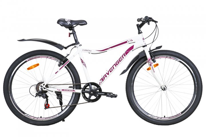 Велосипед 26" AVENGER C260W, белый/фиолетовый