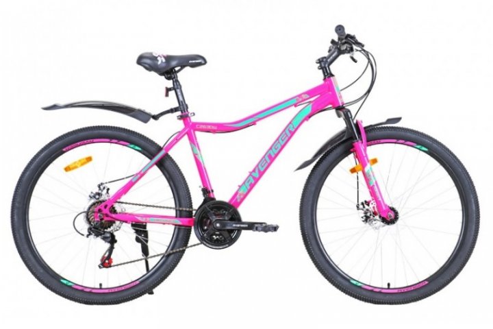 Велосипед 26" AVENGER C263DW, фиолетовый/зеленый